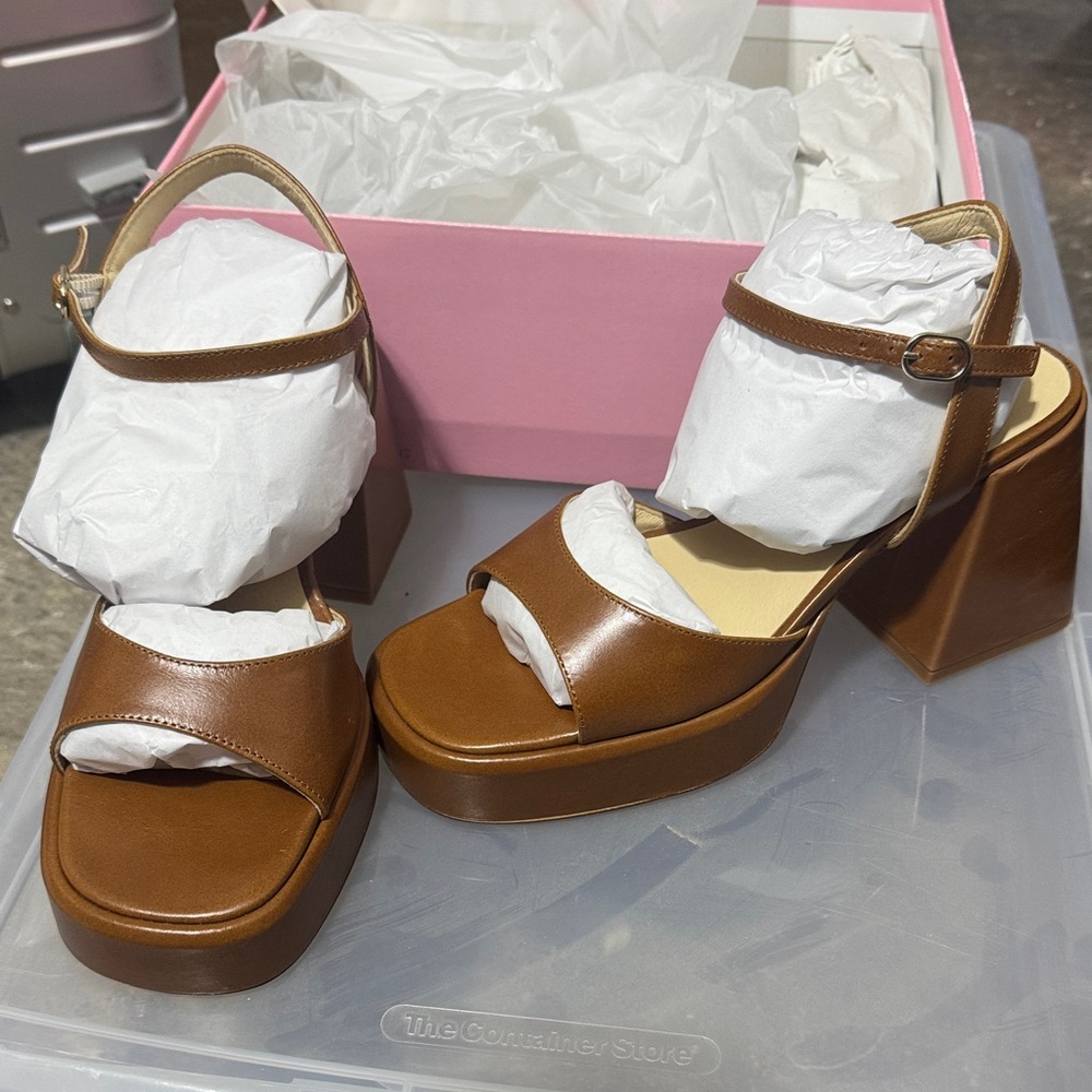 Free People Tan Platform Heels
